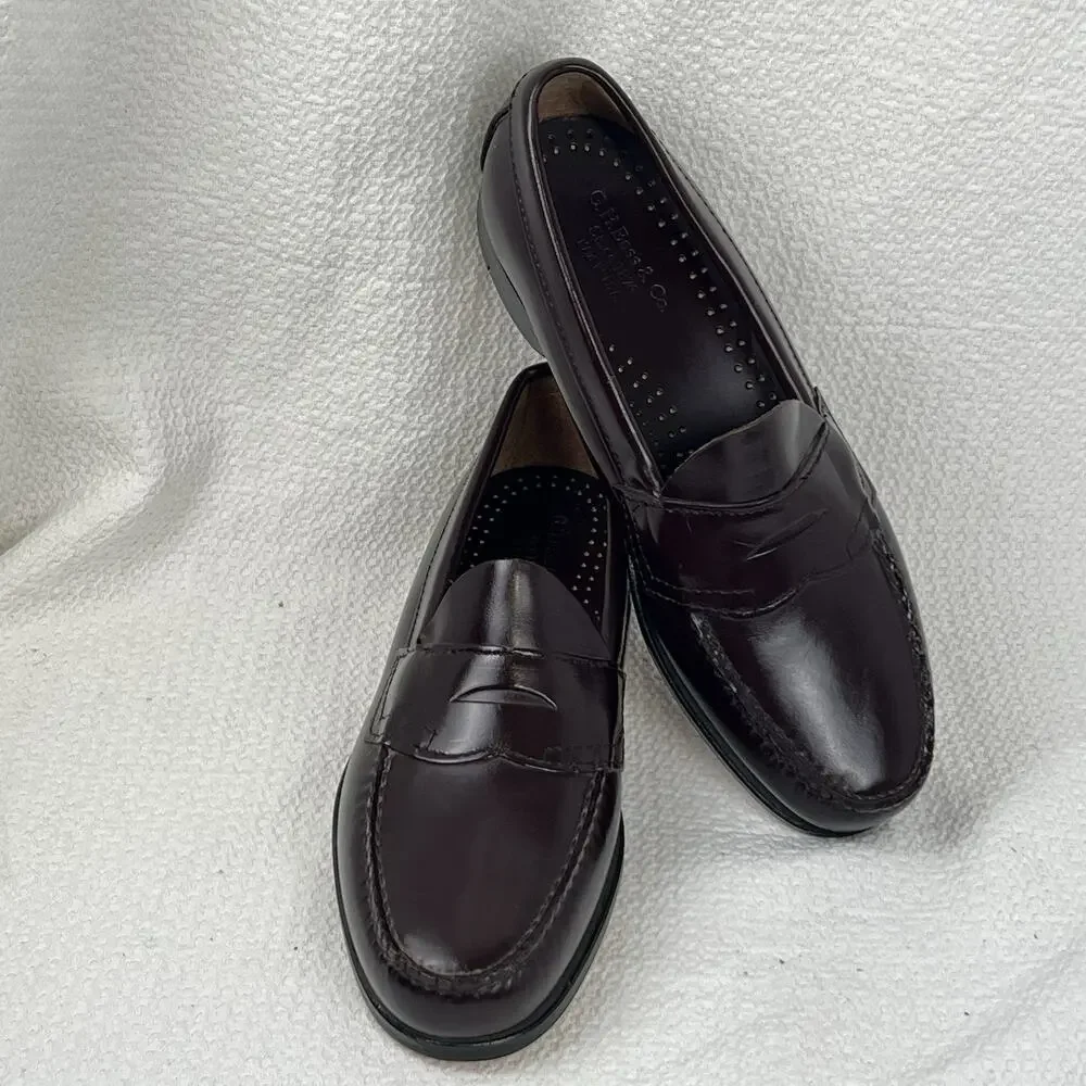 Bass Parker Weejuns Original Penny Loafers Sz 8.5 USA Burgundy Dress Shoes